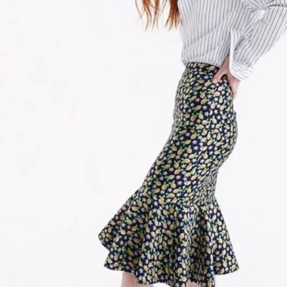 J.CREW 365 | Lemon printed Navy Fluted Trumpet
Skirt - Picture 9 of 9